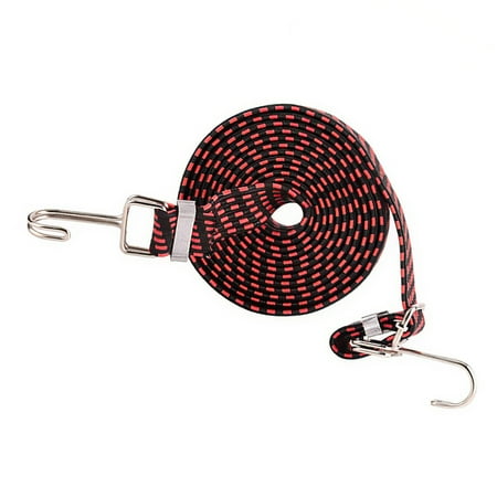 

2 Meters Flat Bungee Cord Latex Elastic Tie Down Strap Adjustable Tension Belt Scratch-Proof Woven with Stainless Steel Buckle for Tent Bike Hand Carts Luggage Clothesline