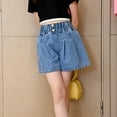 thumbnail image 6 of oqasdz Girls Shorts Jeans Summer Stretchy Comfortable Casual Lightweight Breathable Denim with Pockets Shorts Size 4 Y-5 Y, 6 of 7