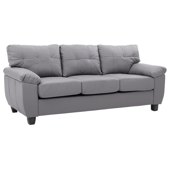 Contemporary Home Living Flared Arm Faux Leather Tufted Straight Sofa - 78" - Gray