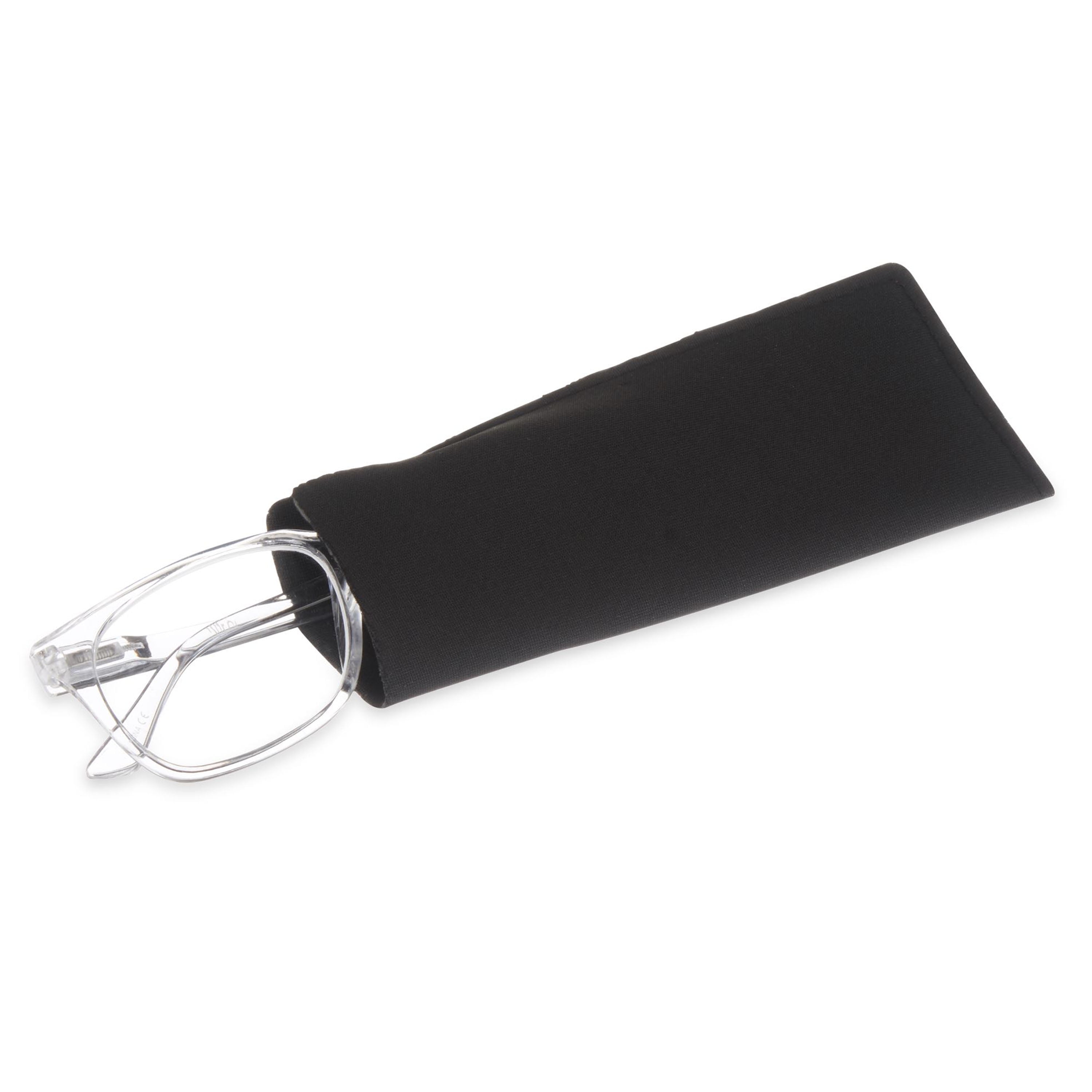 Equate Unisex Rectangular Reading Glasses with Case, Clear, +3.25