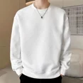 thumbnail image 5 of Ropa para hombre, camiseta de cuello redondo, sudadera lisa unicolor, camiseta para hombre, negra, coreana, otoño, elasticidad, ajuste regular, algodón, emo, 5 of 5
