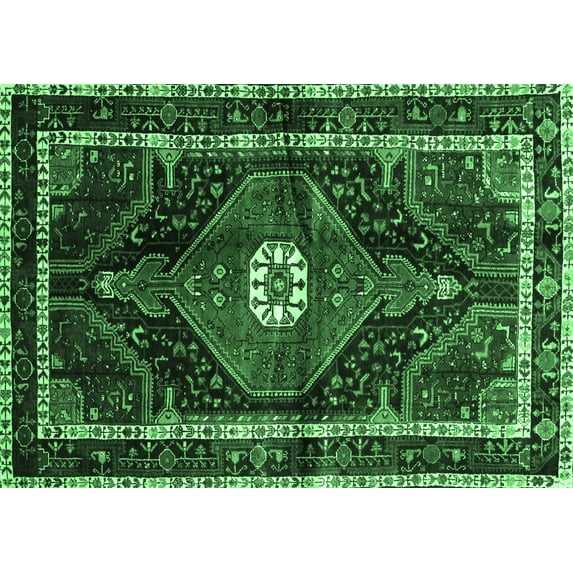 Ahgly Company Indoor Rectangle Persian Emerald Green Traditional Area Rugs, 4' x 6'
