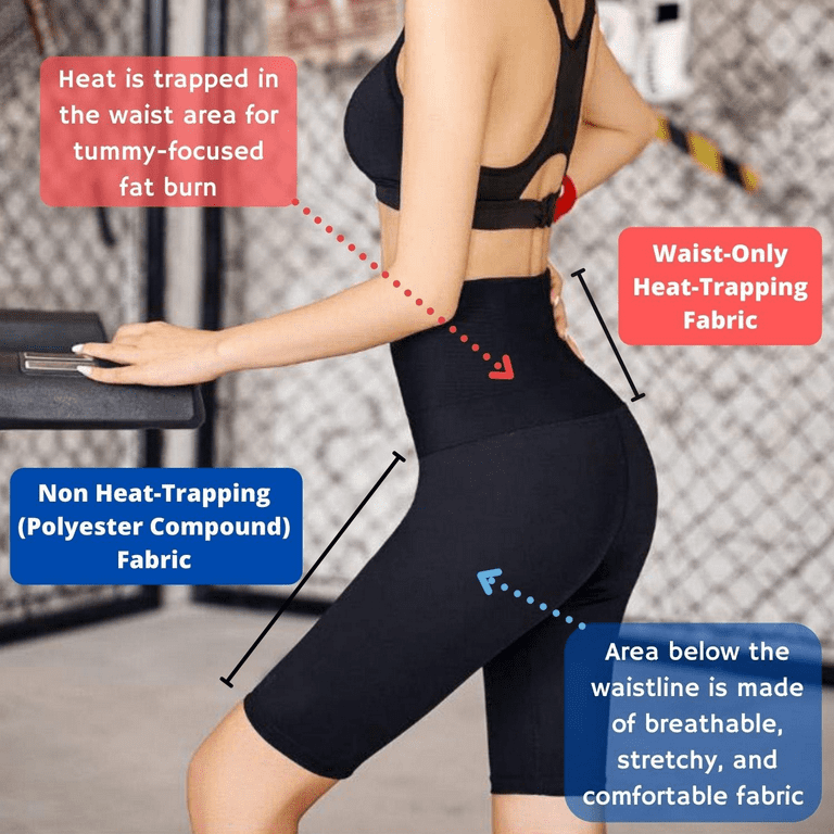 Sauna Sweat Shapewear High Waisted Shorts Above Knee Pants Mid Thigh  Workout Suit Waist Trainer Weight Loss Lower Body Shaper Sweatsuit Exercise