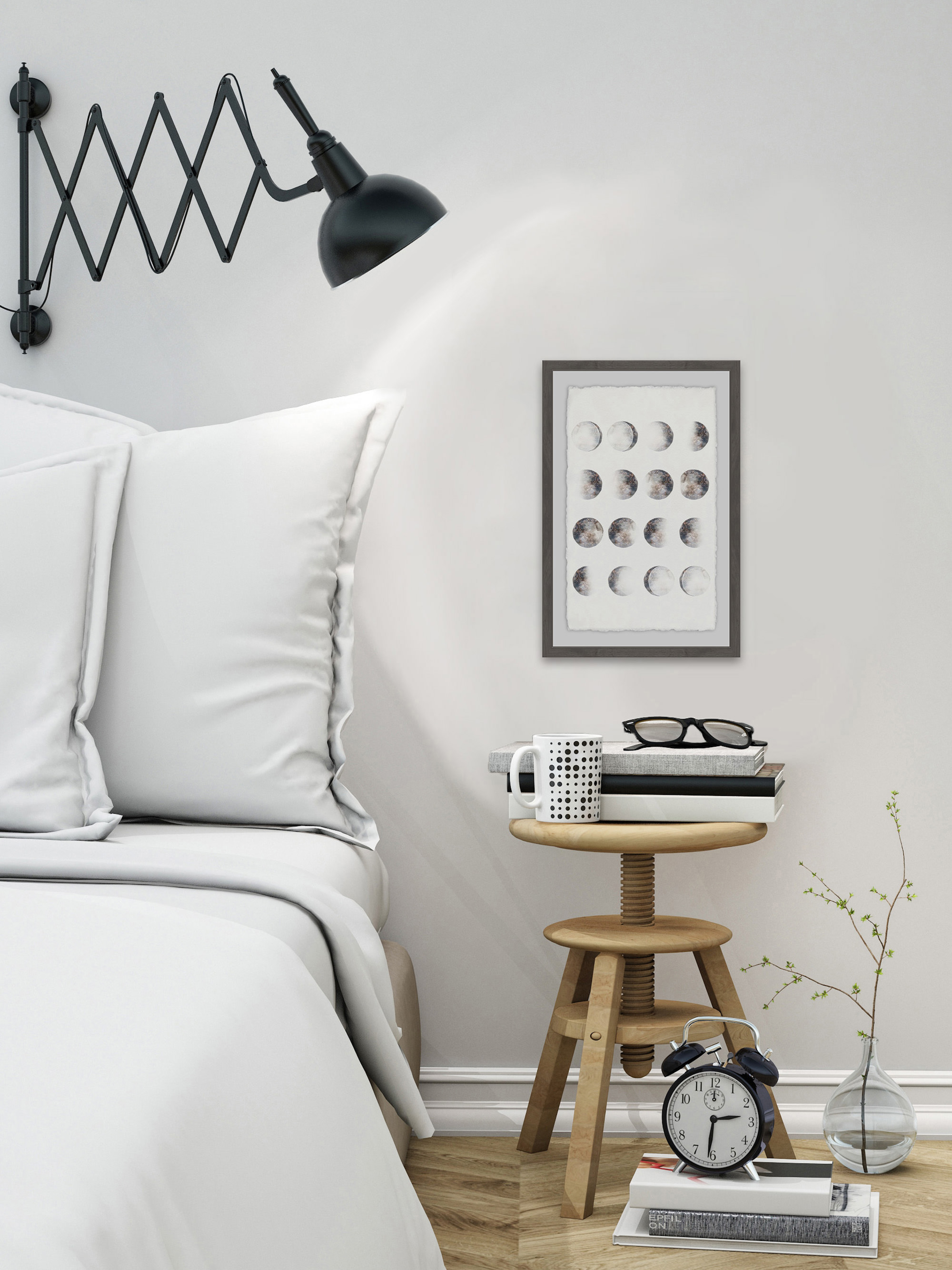 Phases of the Moon II Framed Painting Print