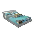 thumbnail image 2 of Ambesonne Nature Fitted Sheet & Pillow Sham Set, Countryside Lake Beach, Queen, Blue Grey, 2 of 2