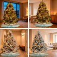 thumbnail image 6 of Farmhouse Teal Brown Christmas Tree Skirt 36 Inches, Ombre Wooden Vintage Xmas Trees Skirt Mat Cover Decorations for Holiday Party Indoor Outdoor, 6 of 9