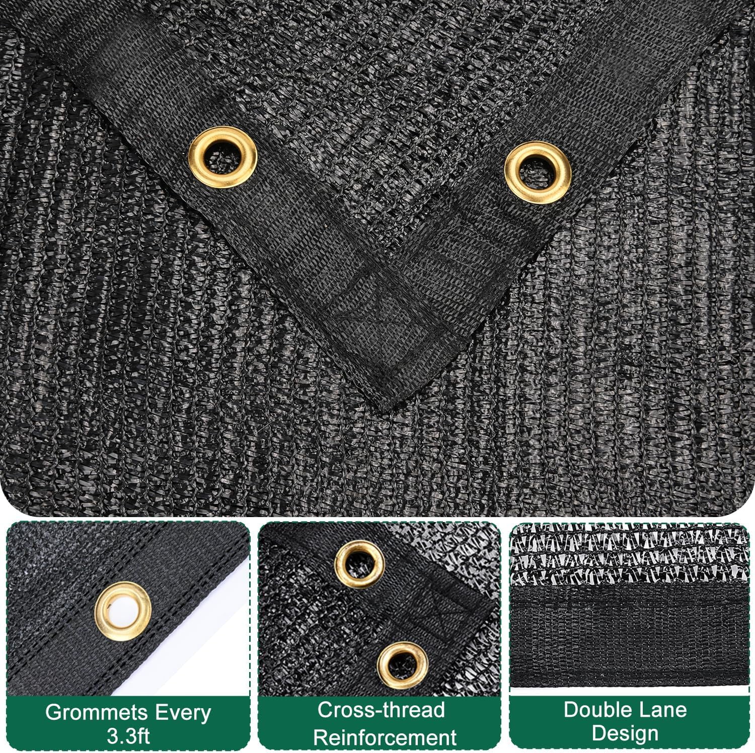 70% Shade Cloth, Resistant Sun Shade Net 10x20FT Mesh Tarp with HDPE Material and Reinforced Grommets Shade Trap for Greenhouse, Plant, Pergola, and Backyard Patio Sunshade（black）