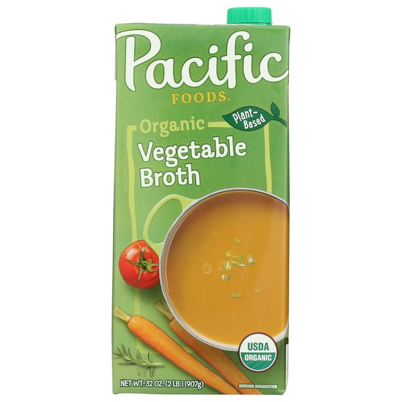 Pack of 12, Pacific Foods Organic Vegetable Broth, 32 oz