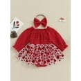 thumbnail image 2 of FOCUSNORM Barboteuse de la Saint-Valentin pour Bébé Fille, Robe Barboteuse à Manches Longues à Imprimé de Cœurs avec Bandeau, 2 of 8