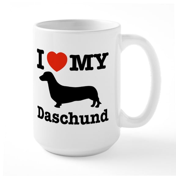 CafePress - I Love My Daschund Large Mug - 15 oz Ceramic Large White Novelty Mug