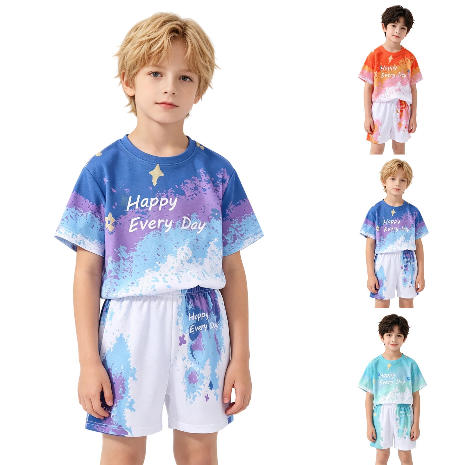 KANG Fashion Lightweight Boys Athletic Breathable Mesh Short Sleeve Top With Matching Shorts For Summer Play Green 120