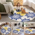 thumbnail image 5 of Geometric Flower Round Area Rug 3.3Ft Washable Circle Rugs for Dining Room Table, Vintage Country Floral Blue Yellow on Linen Non-Slip Carpet Floor Mats Indoor Outdoor Carpet Runner Home Decor, 5 of 8