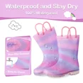 thumbnail image 4 of FUNCOO PLUS Toddler Kids Rain Boots Girls Light Up Waterproof Boots with Handles, Pinkish Purple, Size 12, 4 of 7