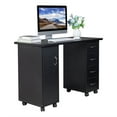 thumbnail image 5 of IVV Rolling Computer Desk, 47.2" Manicure Table with 4 Drawers, 1 Cabinet, 4 Lockable Wheels, Wrist Pad, Nail Desk for Nail Tech, Beauty Salon (Black), 5 of 10