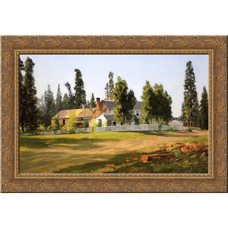 Sisson's Inn, near Mount Shasta 24x18 Gold Ornate Wood Framed Canvas Art by Thomas Hill