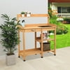 YeekTok Fir Wood Garden Workbench with Drawers and Sink for Outdoor Garden Patio Beige