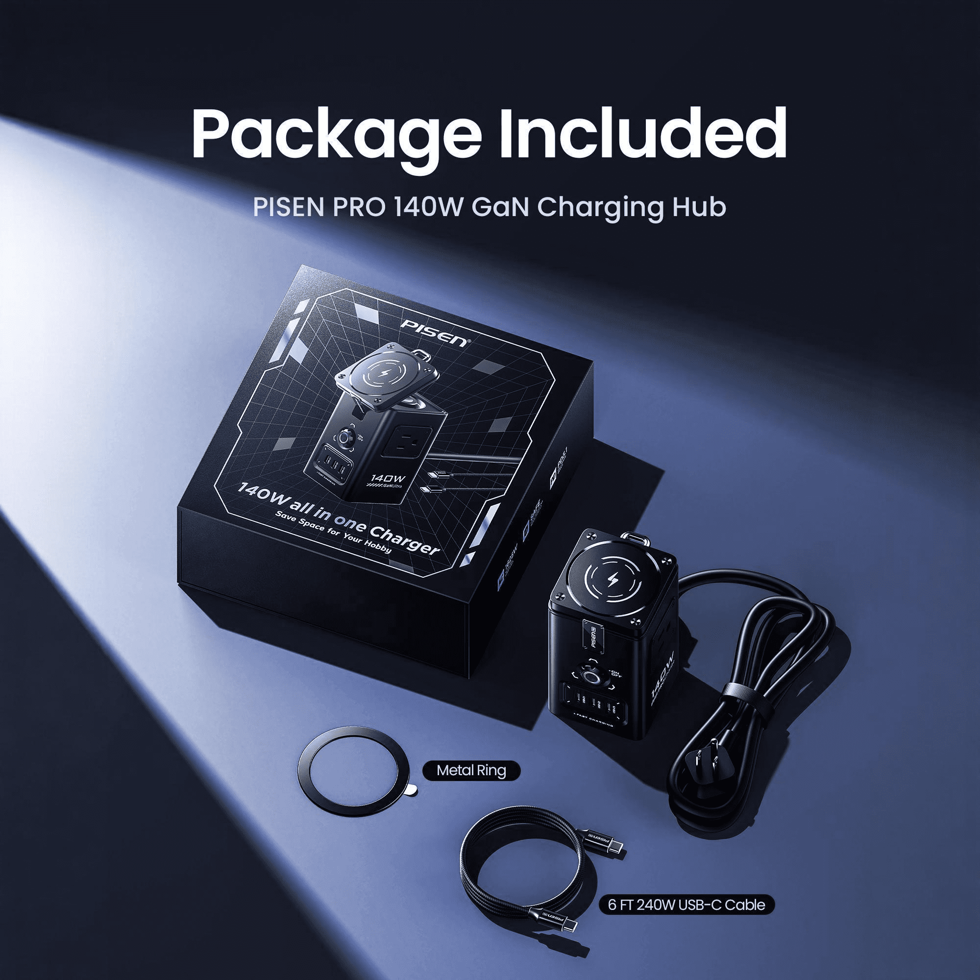 PISEN 8-in-1 Charging Station, 140W Charging Station for Multiple Devices, Magnetic Qi2 Wireless Charger for iPhone Series, Wireless Charging Station for Apple Watch