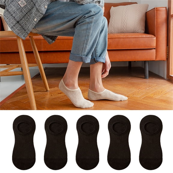 Women's 5 Pack No Show Low Cut Socks, Breathable Lightweight Invisible Ankle Socks with Silicone Heel Grips, Soft Comfortable Liner Socks for Sneakers Loafers Casual Daily Wear Black