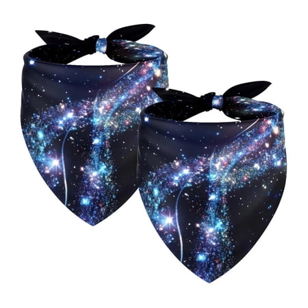PhooArto Galaxy Blue Music Melody Dog Bandanas 2 Pack Soft Washable Pet Scarf Triangle for Large Dogs Puppies and Cats