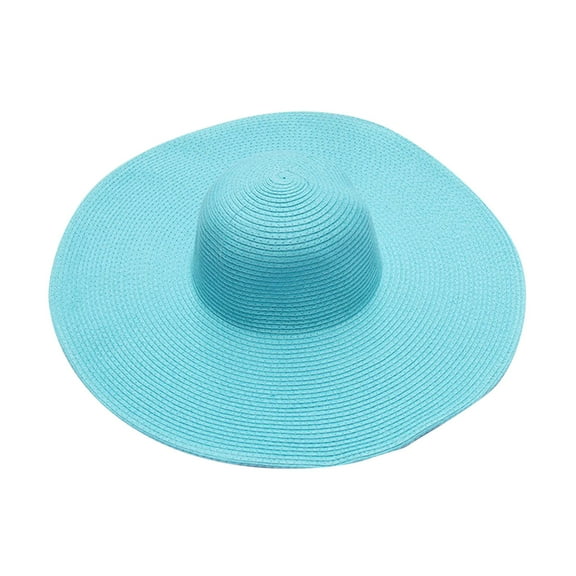beishanbush Clothing 2025 Sun Hats Summer Hats for Women Wide Bongrace Women Straw Beach Hat Little Girl Sun Cap Foldable Ladies Hats Sky Blue