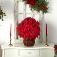 thumbnail image 6 of Nearly Natural Artificial Indoor Red Poinsettia with Decorative Planter Artificial Flower Arrangement, 6 of 7