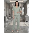 thumbnail image 2 of Conjunto 2 Piezas. Blusa de Manga Corta con Botones y Pantalón Recto de Moda, Look Sofisticado para Mujer, 2 of 5