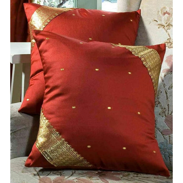 20x20 Cotton Sari Silk Throw Pillows