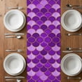 thumbnail image 6 of Purple Fish Scale Table Runner - 60 Inch Long, Kitchen Dining Table Runner Dresser Scarves, Modern Geometric Ombre Abstract Moroccan Farmhouse Decor for Coffee Tables Wedding Party Banquet, 6 of 8