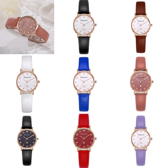 YZZZJZQL Watch For Women Casual Arabic Numbers Leather Analog Quartz Watch Waterproof Watches Blue
