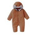thumbnail image 3 of PureCasa Bear Outfit Suit for Girls Boys 3-18 Months Solid Color Warm Fleece Long Sleeve Winter Clothes Hooded Romper Snowsuit, 3 of 10
