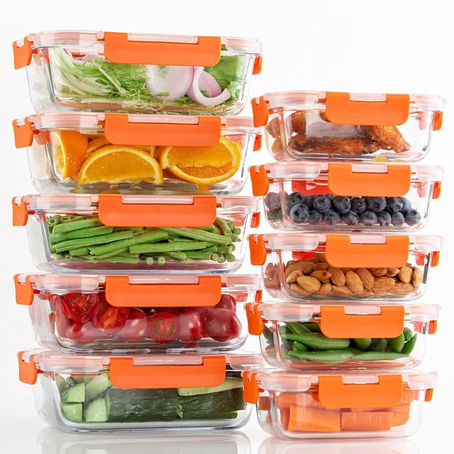 Recipientes de vidrio para almacenamiento de alimentos UMEIED, paquete de 10, a prueba de fugas