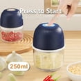thumbnail image 3 of Mini Food Processor Cordless 250ml Small Garlic Chopper 1 Cup Battery USB Rechargeable Electric Food Chopper Wireless Portable Vegetable Meat Blender Kitchen Mixer for Onion Salad  Food Blue, 3 of 7