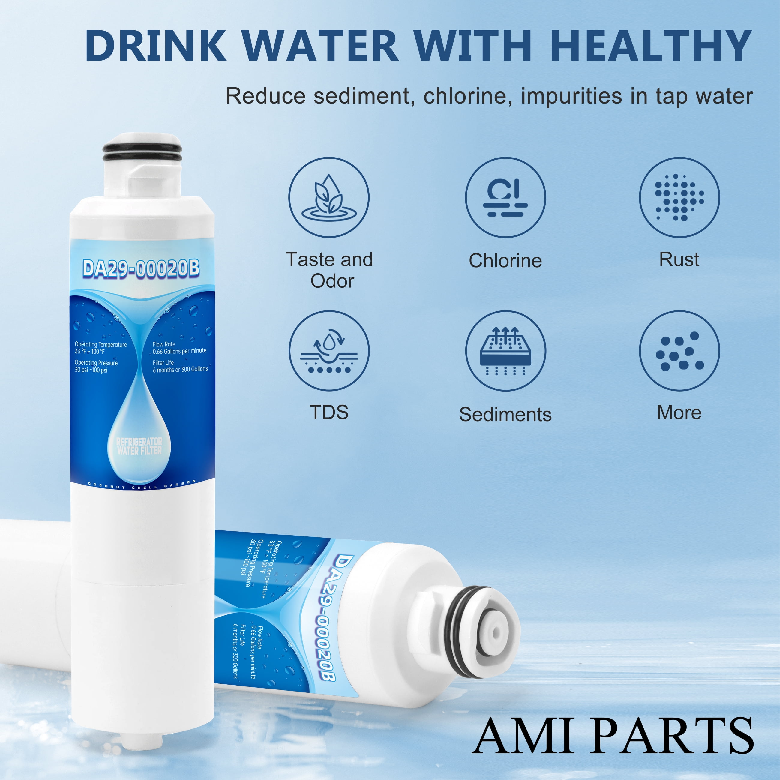 AMI PARTS DA29-00020B Refrigerator Water Filter Replacement for HAF-CIN/EXP, 46-9101, RF4267HARS