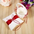 thumbnail image 2 of Juego de cesta para niñas de las flores y cojín para anillos con lazo de satén para decoración de bodas, color rojo y marfil., 2 of 3