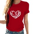 thumbnail image 4 of Penkiiy T-Shirts de la Saint-Valentin pour Femmes Imprimés Graphiques Mignons Cœur d'Amour Manches Courtes Décontractées 3TG Rouge, 4 of 5