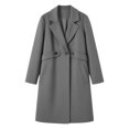 thumbnail image 4 of uublik Womens Trench Coat Gray Notch Lapel Single-Breasted Business Casual Peacoat Trendy Clothes, 4 of 6