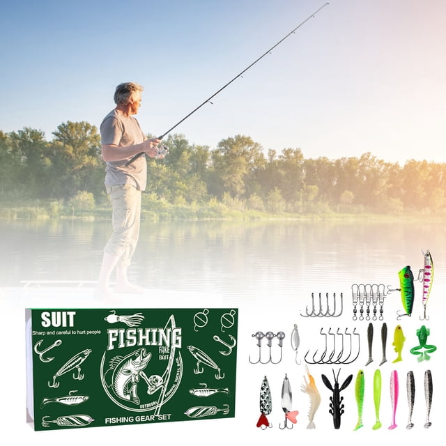 TIELUTT Fishing Kit Includes For Saltwater Freshwater Trout Fishing Fishing Set B Catfish Rigs for Ice Stuff for Men Small Rig Stuff for Kids Ice Tackle