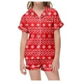 thumbnail image 1 of TZEWGL Pajamas For Toddler Classic Print Button Down Collar Short Sleeve Top Shorts Set Homewear For Infants size 8-9T, 1 of 5