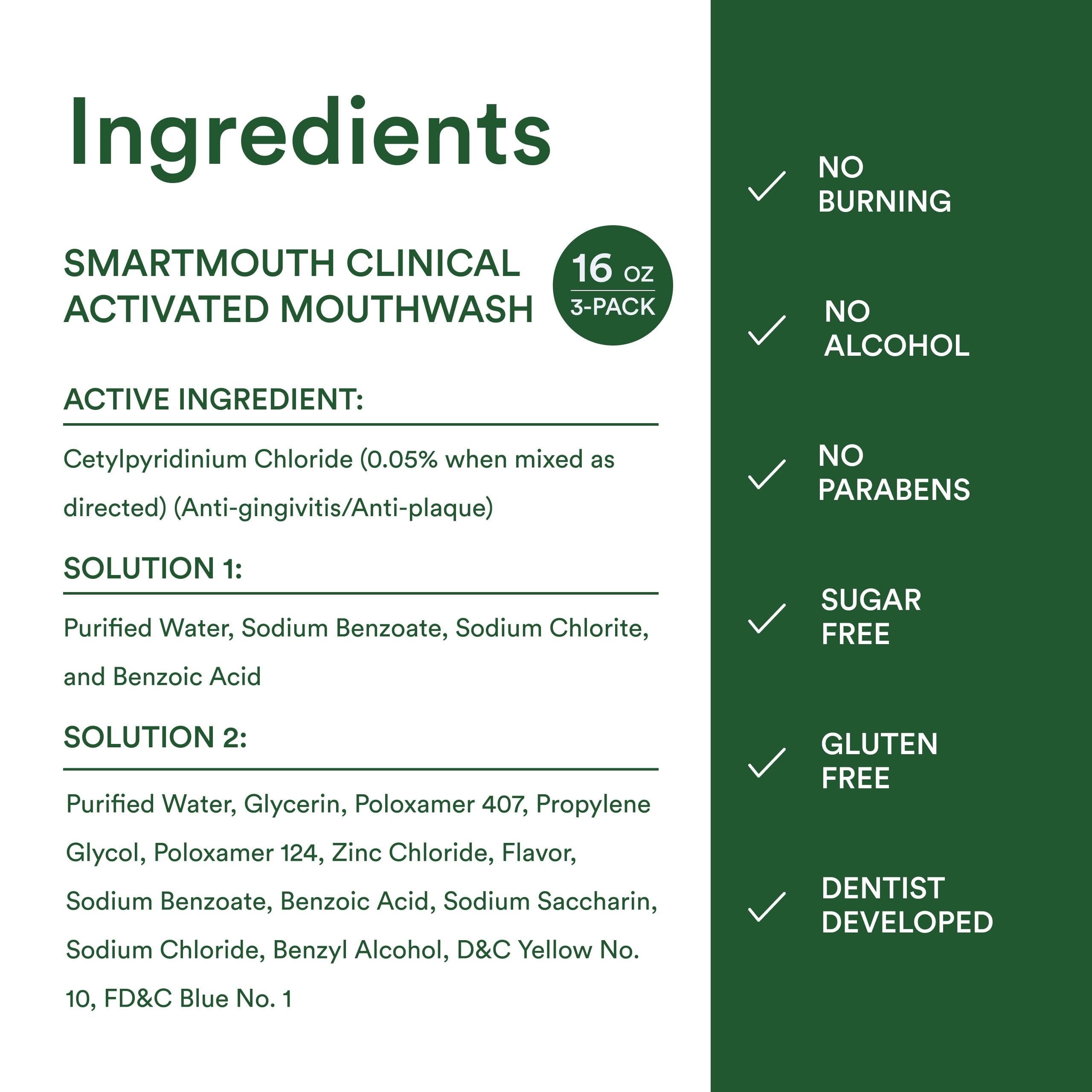 SmartMouth DDS Activated Clinical Mouthwash - Adult Mouthwash for Fresh Breath - Clinical Strength Mouthwash for Gum Health, Gingivitis & More - Clean Mint Flavor, 16 fl oz (3 Pack)