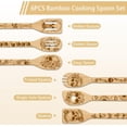 thumbnail image 2 of Juego de 6 utensilios de cocina de bambú, cucharas de cocina de madera grabadas, espátula de bambú para tallar, cuchara de cocina de madera., 2 of 7