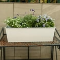 thumbnail image 5 of 2 Pcs Outdoor Planter Box 16 inch Large Hanging Flower Pots Iron Hanging Flower Pot Railing Pots Planters Succulents Bucket Wall Mount Fence Planter for Balcony Patio Garden Home Decor，White, 5 of 6