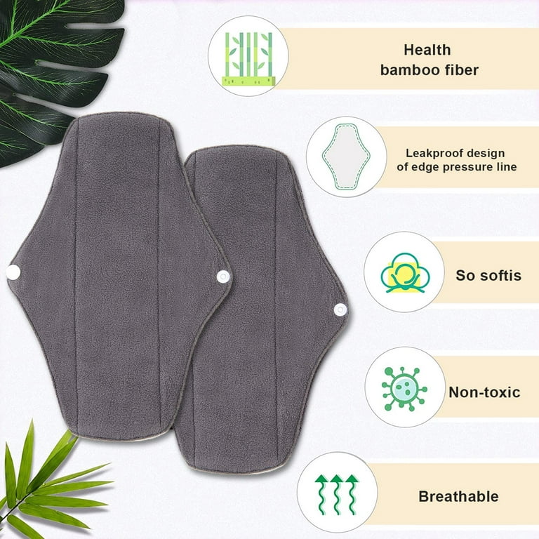 Premium Bamboo Fleece Reusable Menstrual Pads - Washable Cloth Pads- Highly  Absorbent Cloth Panty Liner Pads for Teens & Women,Incontinence Pads - Pack  of 5 (M) 