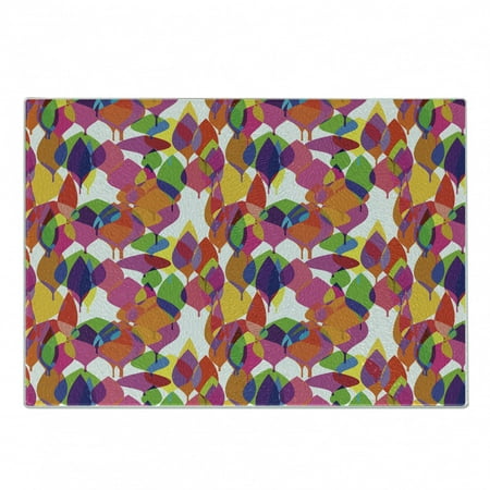 

Colorful Cutting Board Nature Inspired Botanical Motif with Abstract Quirky Leaves on Plain Background Decorative Tempered Glass Cutting and Serving Board in 3 Sizes by Ambesonne