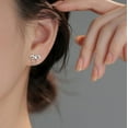 thumbnail image 3 of 925 Sterling Silver Bow Stud Earrings for Women Teens Bow Ribbon Earrings Stud Bowknot Earrings, 3 of 12