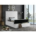 thumbnail image 4 of Meridian Furniture Bliss Solid Wood Tufted Velvet Twin Bed in White, 4 of 8