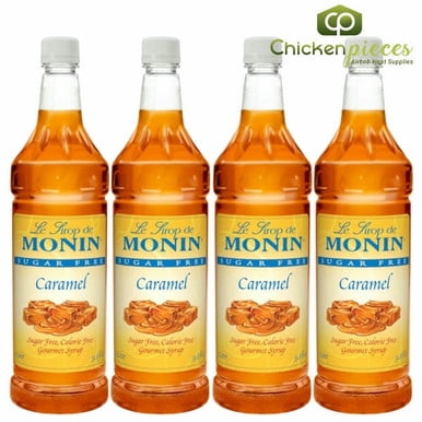 Monin Sugar Free Caramel Beverage Syrup, Gourmet Zero-Calorie Coffee and Dessert Sweetener, 1L (33.81 oz), 4/Case