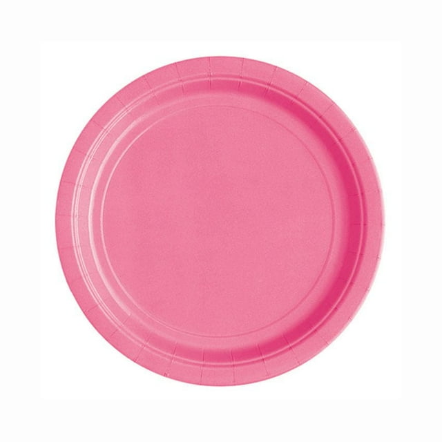 Assiettes plates rondes rose vif de 23 cm (9 po) de Unique Industries, paquet de 20