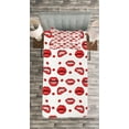 thumbnail image 3 of Ambesonne Vintage Quilted Bedspread Set 2 Pcs, Woman Lips with Gestures, Twin Size, Vermilion and White, 3 of 3