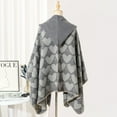 thumbnail image 4 of Clearance Xysaqa Women's Cute Heart Print Hooded Cloak Blanket Open Front Poncho Cape with Hood Shawl Wrap Cardigan Sweater Gifts for Women Gray, 4 of 4