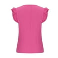 thumbnail image 4 of Womens Casual Summer Chiffon T Shirts Tie Neck Ruffle Short Sleeve Comfy Stretchy Work Office Blouses Tunic Tops, 4 of 6